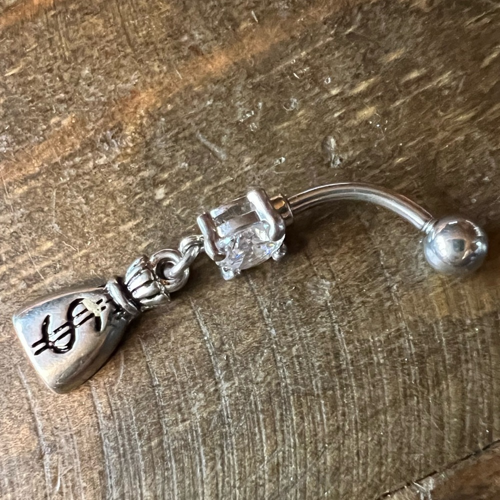 Money bag belly ring
